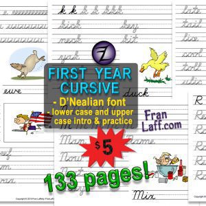 First Year Cursive: D'Nealian style font