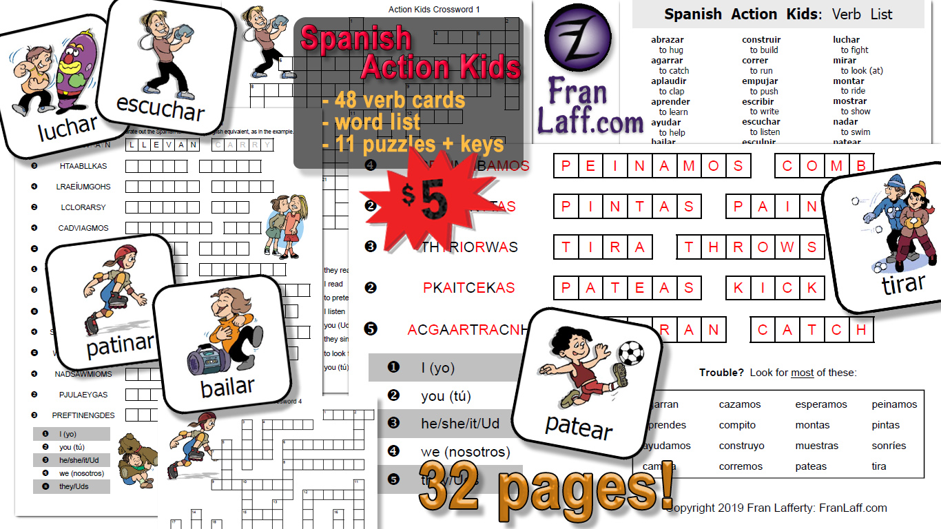 Spanish Action Verbs Worksheets