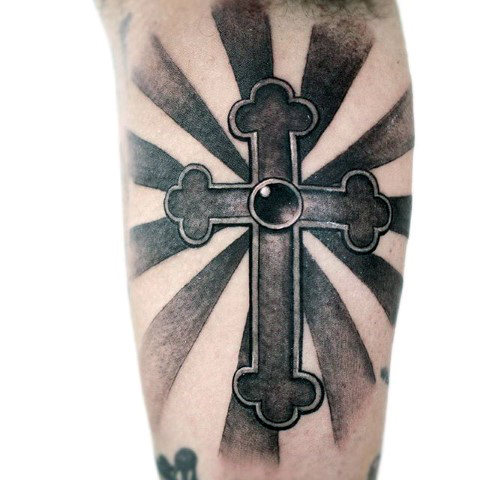 cross w rays tattoo