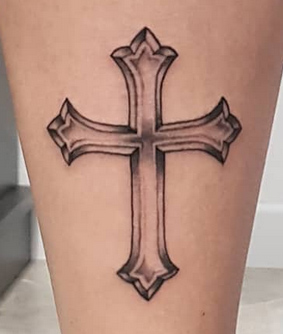 lady's calf cross tattoo – FranLaff.com
