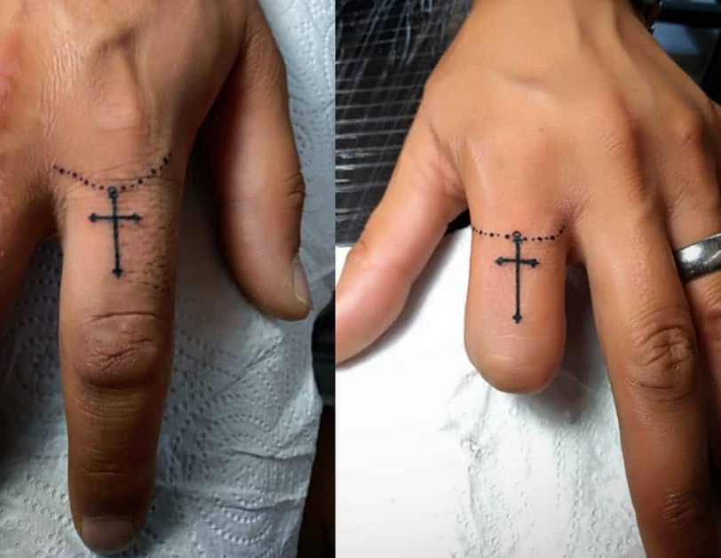 his & hers cross ring tattoos – 